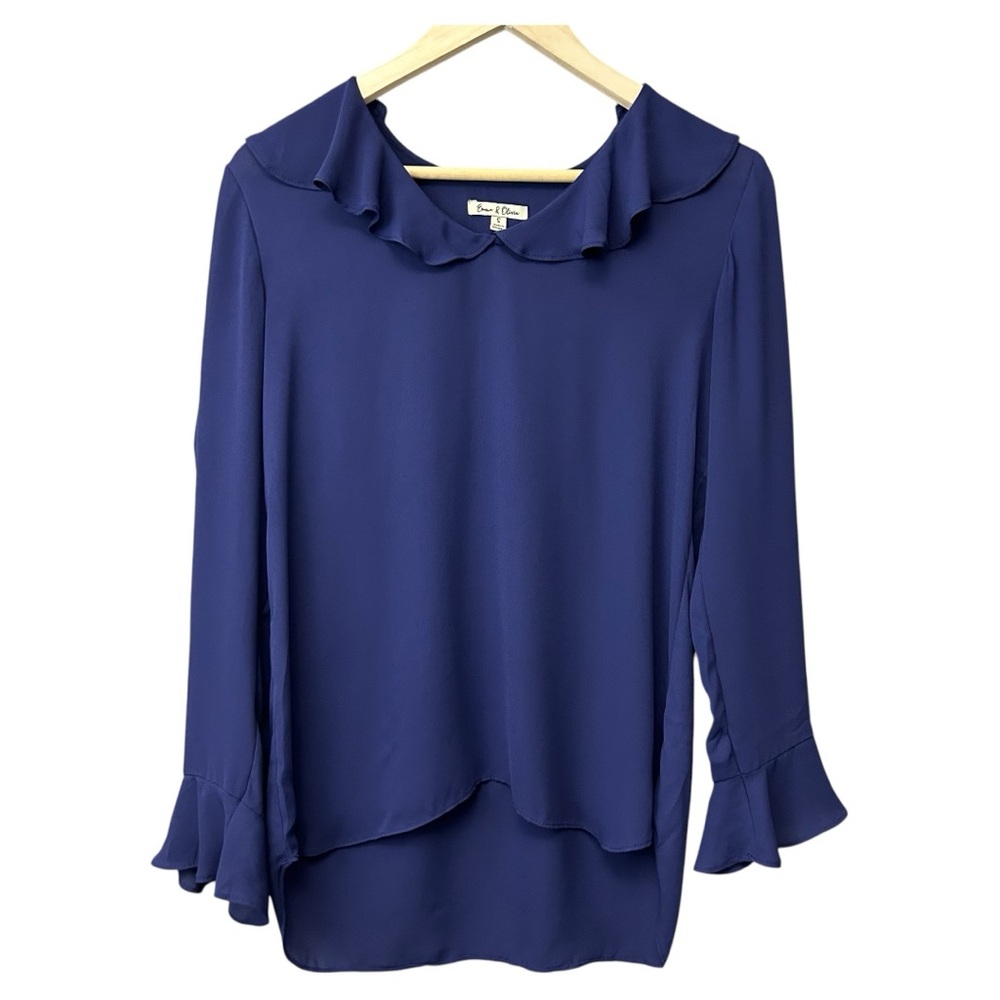 Emma & Olivia Long Sleeve Blue Blouse Size Small